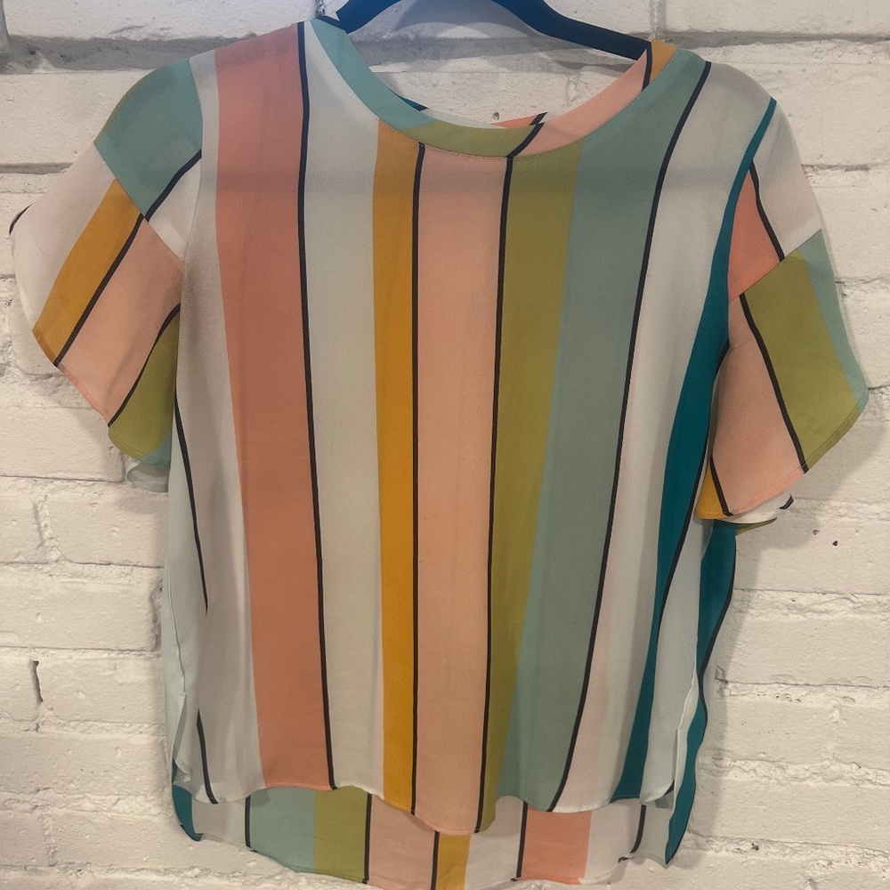 Colorful Short Sleeve Blouse